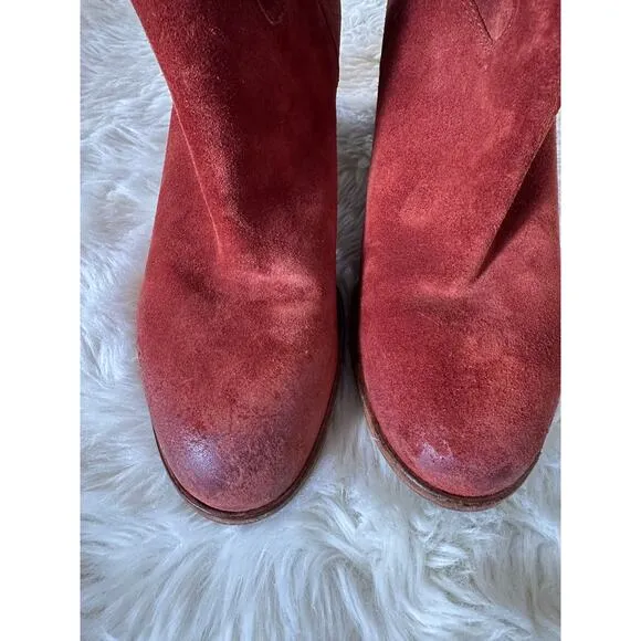 Free People Cleo Slouch Boots Orange/Red Suede Women’s Size EU37/ US6.5