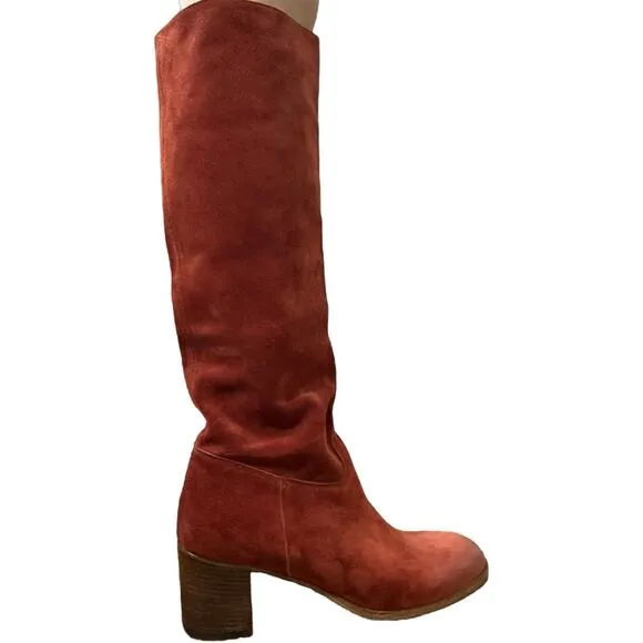 Free People Cleo Slouch Boots Orange/Red Suede Women’s Size EU37/ US6.5