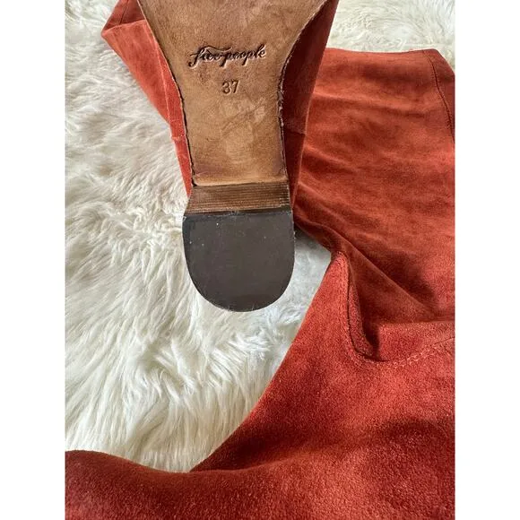 Free People Cleo Slouch Boots Orange/Red Suede Women’s Size EU37/ US6.5
