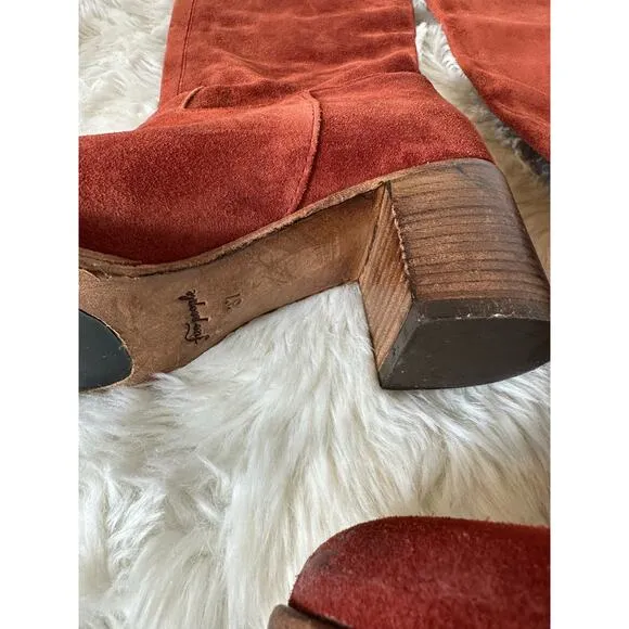 Free People Cleo Slouch Boots Orange/Red Suede Women’s Size EU37/ US6.5