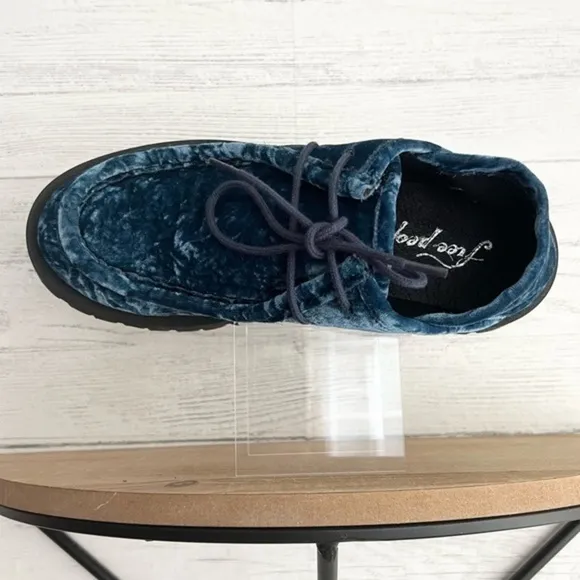 Free People Convertible Velvet Oxford Shoes in Disco Indigo Blue Size 37