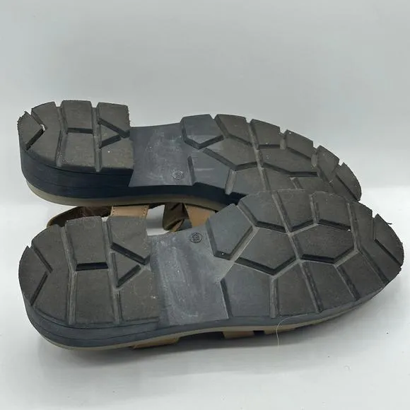 FREE PEOPLE Delaney Fisherman Platform Sandals Leather Dark Sand