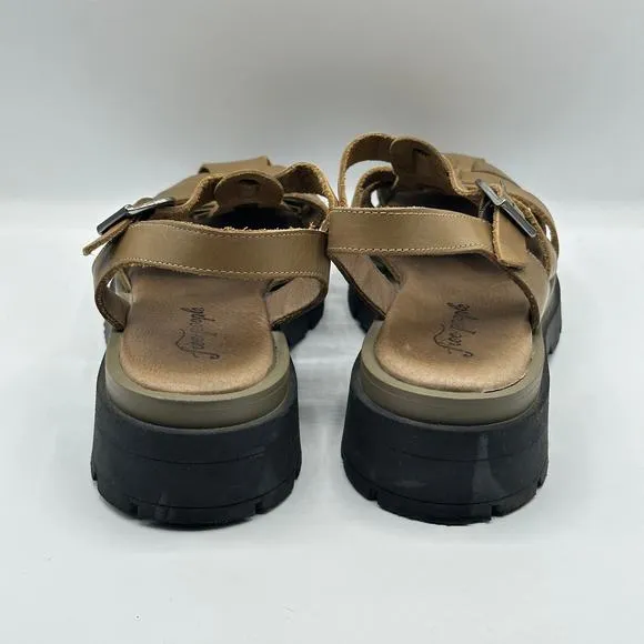 FREE PEOPLE Delaney Fisherman Platform Sandals Leather Dark Sand