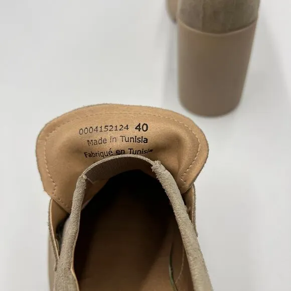 Free People Double Stacked Platform Loafers Tan Suede Horsebit Trim EU 40/US 10