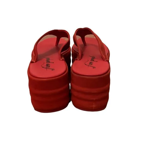 Free People Haven Thong Platform Sandal Flame Red Women's Size 8 NEW
