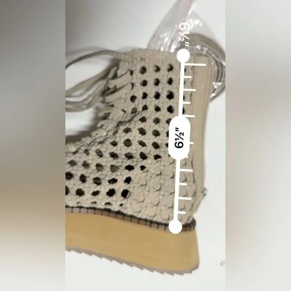 Free People Luca Lace Up Sandal in Creme Suede 7.5 NWOB