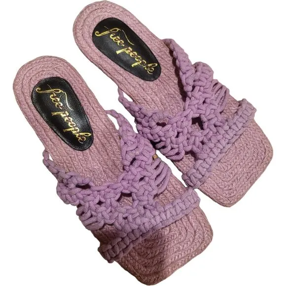 Free People Sandri Macrame Sandals Light Purple Lavender 37.5