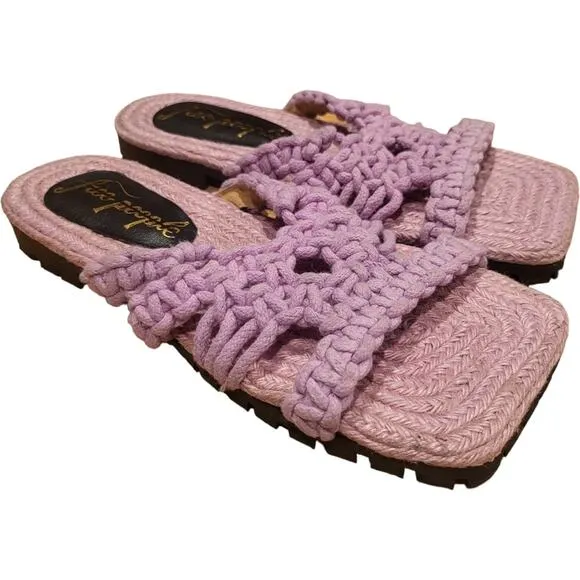 Free People Sandri Macrame Sandals Light Purple Lavender 37.5