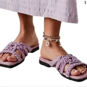 Free People Sandri Macrame Sandals Light Purple Lavender 37.5