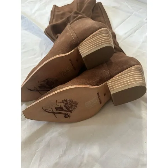 Free People Sway Slouch Boots Blush Suede Brown Western