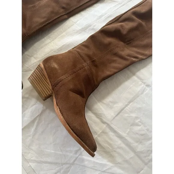 Free People Sway Slouch Boots Blush Suede Brown Western