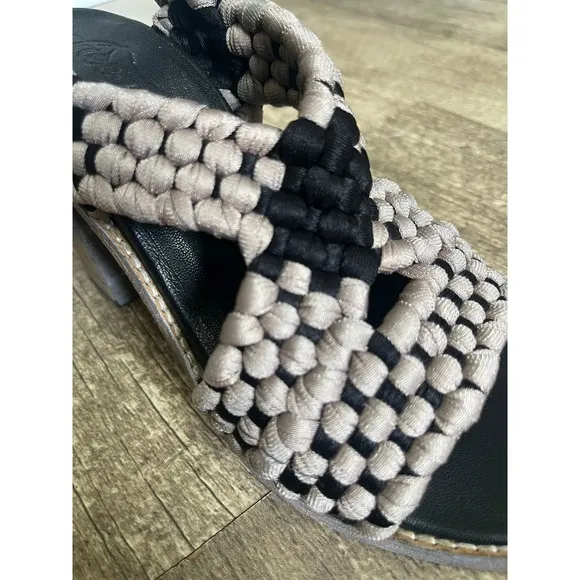 Free People  Woven Heeled Sandals Block Heel Strappy Sandal Shoes Size 7
