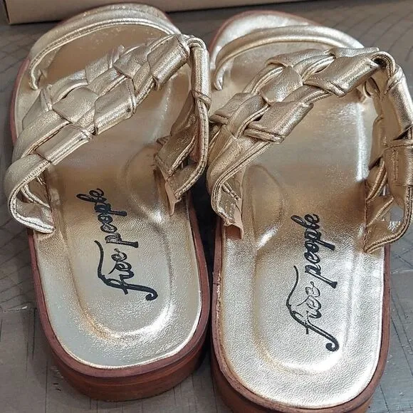 FREE PEOPLE Woven River Sandals / Platina Gold