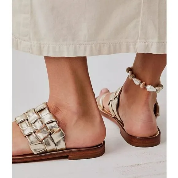 FREE PEOPLE Woven River Sandals / Platina Gold