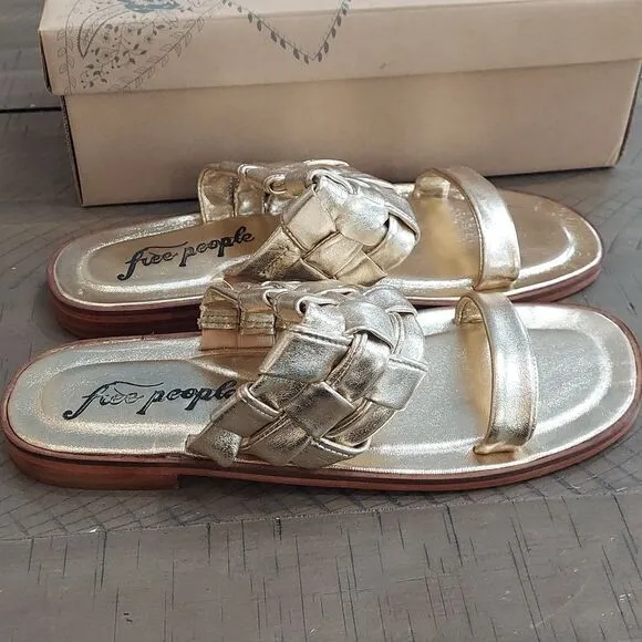 FREE PEOPLE Woven River Sandals / Platina Gold