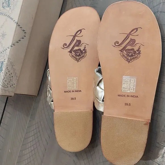 FREE PEOPLE Woven River Sandals / Platina Gold