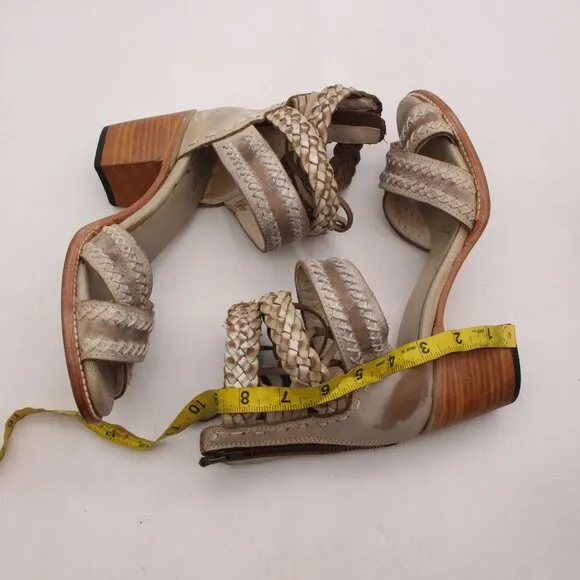 Freebird by Steven Sandals Axel Women's 9 Shoes Brown Braided Distressed Leather