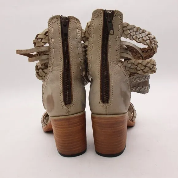 Freebird by Steven Sandals Axel Women's 9 Shoes Brown Braided Distressed Leather