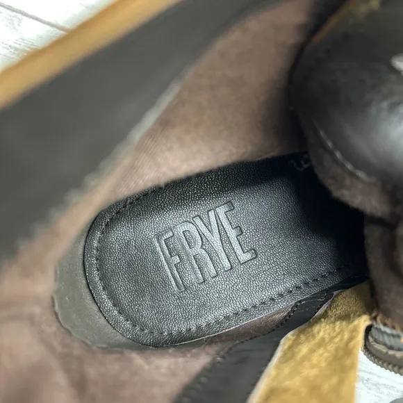 Frye Boots Russell Leather Suede Cap Men's Size 10.5 Tan Lace Side Zip FR41606