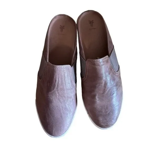 Frye Brown Melanie Gore Leather Slip On Mule size 8.5