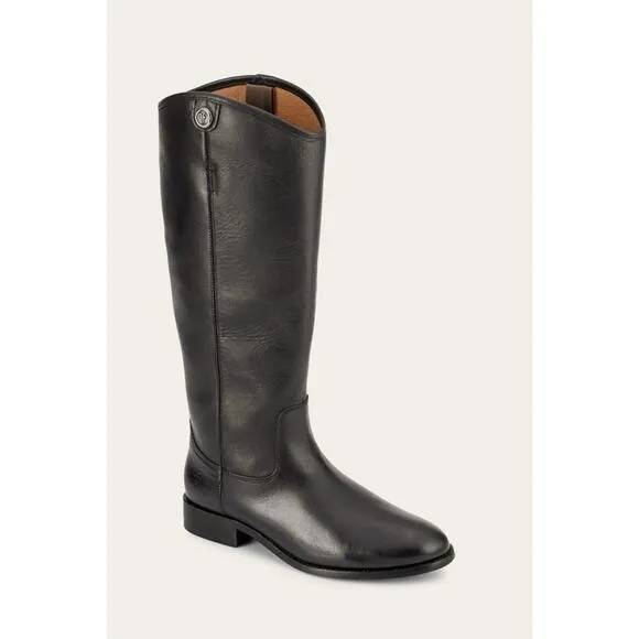 Frye Button Melissa Black Leather Equestrian Riding Boots Outside Zip NEW! 6.5