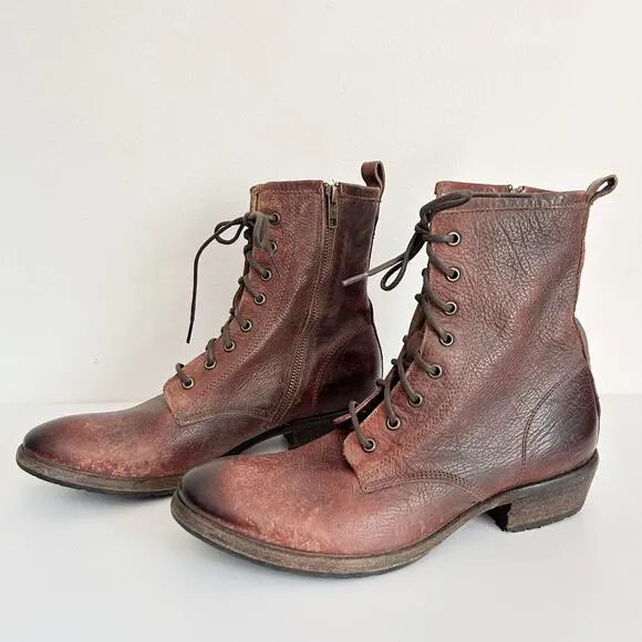 Frye Carson Lace Up Combat Boots Brown Size 10