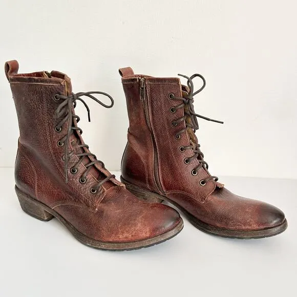 Frye Carson Lace Up Combat Boots Brown Size 10