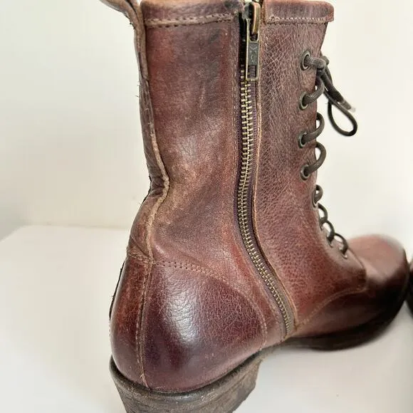 Frye Carson Lace Up Combat Boots Brown Size 10
