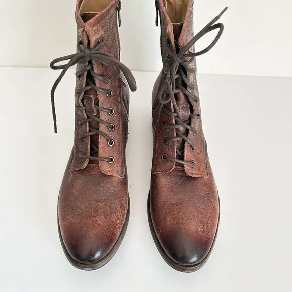 Frye Carson Lace Up Combat Boots Brown Size 10