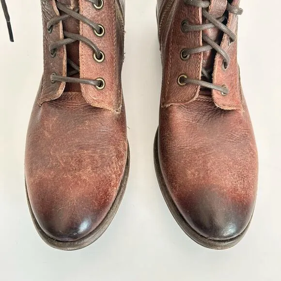 Frye Carson Lace Up Combat Boots Brown Size 10
