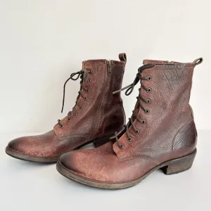Frye Carson Lace Up Combat Boots Brown Size 10