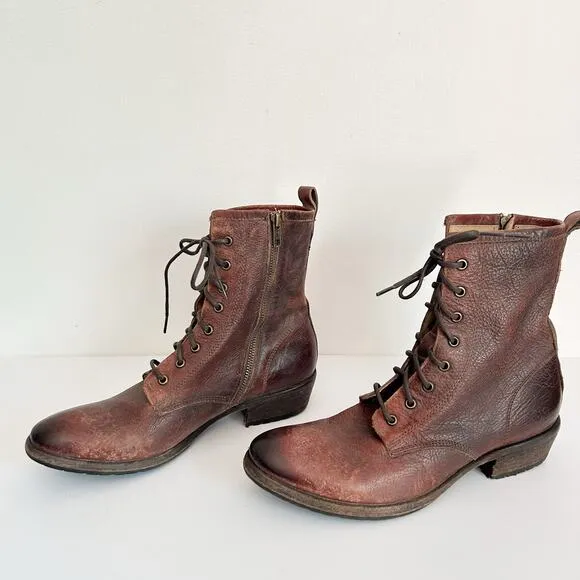 Frye Carson Lace Up Combat Boots Brown Size 10