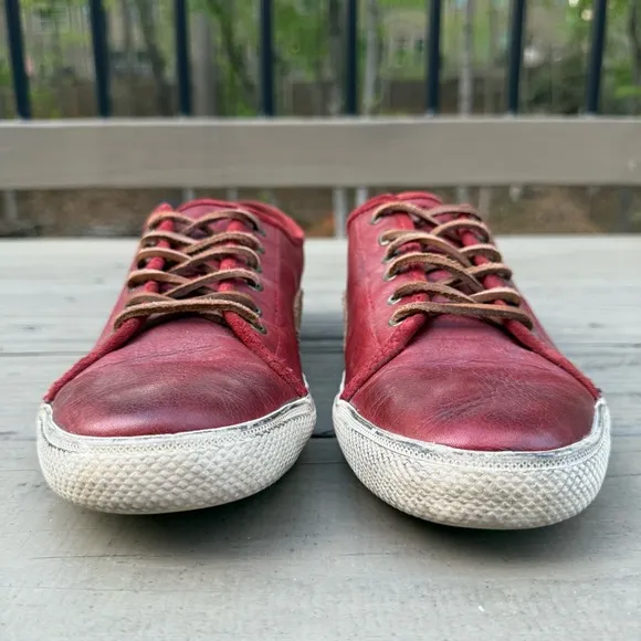 Frye Chambers Low-Lace Shoes in Red Leather size 11