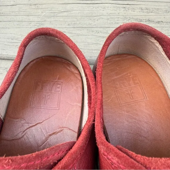 Frye Chambers Low-Lace Shoes in Red Leather size 11