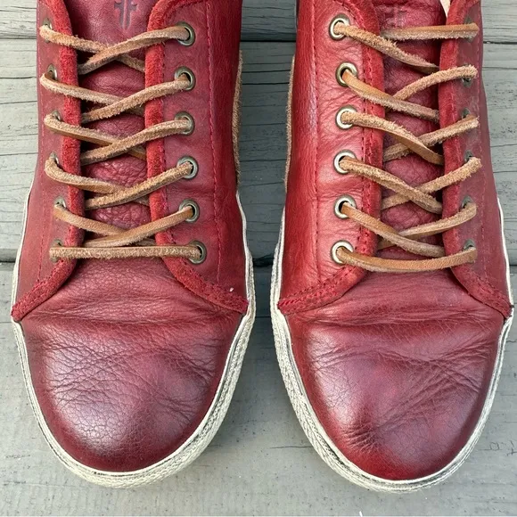 Frye Chambers Low-Lace Shoes in Red Leather size 11
