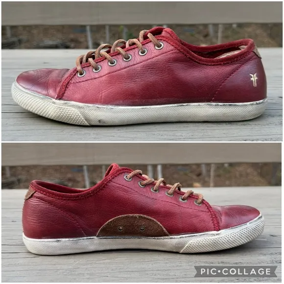 Frye Chambers Low-Lace Shoes in Red Leather size 11