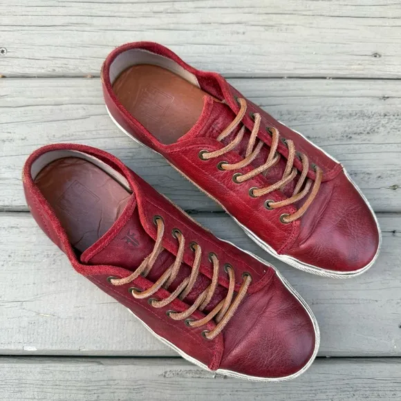 Frye Chambers Low-Lace Shoes in Red Leather size 11
