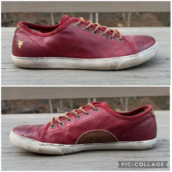 Frye Chambers Low-Lace Shoes in Red Leather size 11