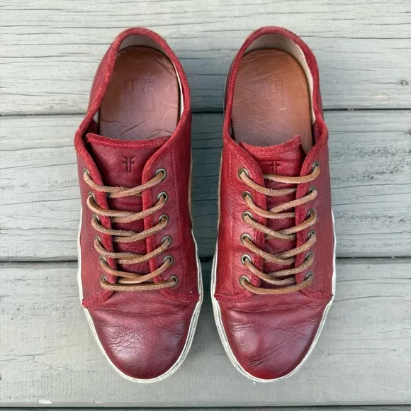 Frye Chambers Low-Lace Shoes in Red Leather size 11