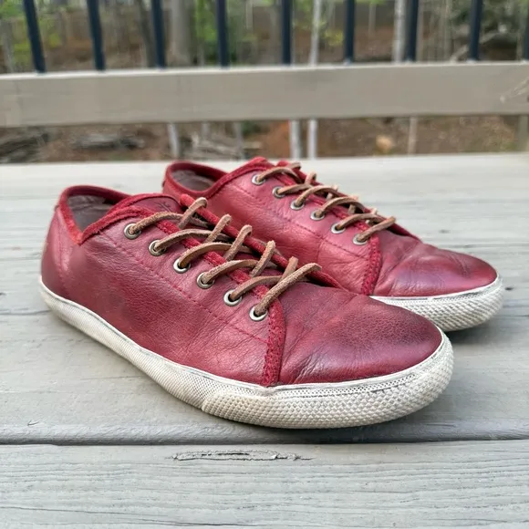 Frye Chambers Low-Lace Shoes in Red Leather size 11