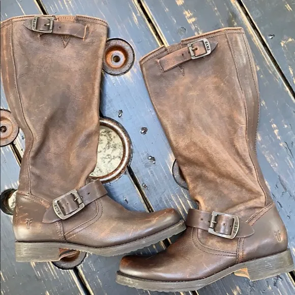 Frye Classic Soft Leather Riding Boot with Buckles