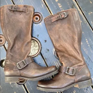 Frye Classic Soft Leather Riding Boot with Buckles