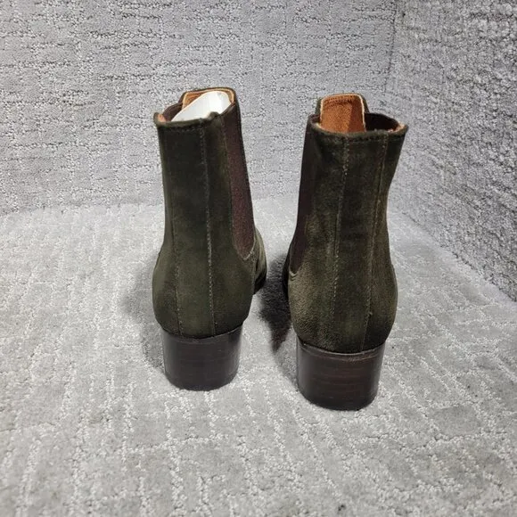 Frye Dara Women's Size 6B Olive Green Suede Elastic Gores Ankle Chelsea Boots