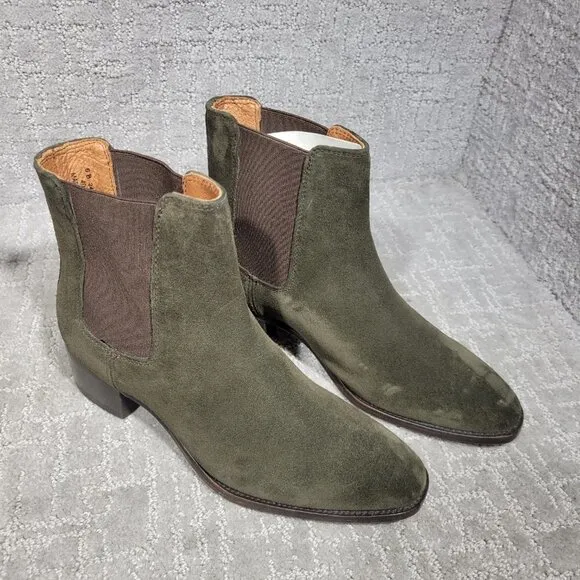 Frye Dara Women's Size 6B Olive Green Suede Elastic Gores Ankle Chelsea Boots