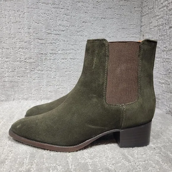 Frye Dara Women's Size 6B Olive Green Suede Elastic Gores Ankle Chelsea Boots
