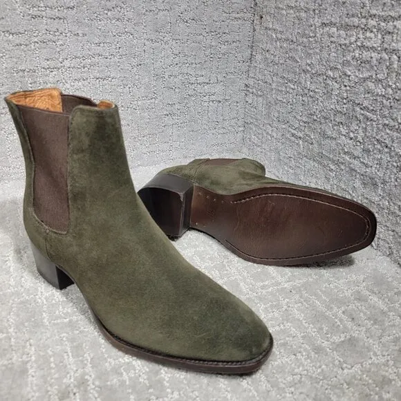 Frye Dara Women's Size 6B Olive Green Suede Elastic Gores Ankle Chelsea Boots