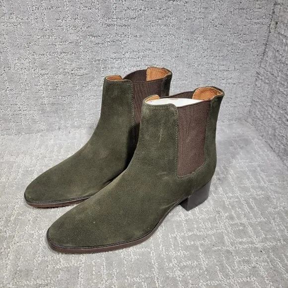 Frye Dara Women's Size 6B Olive Green Suede Elastic Gores Ankle Chelsea Boots