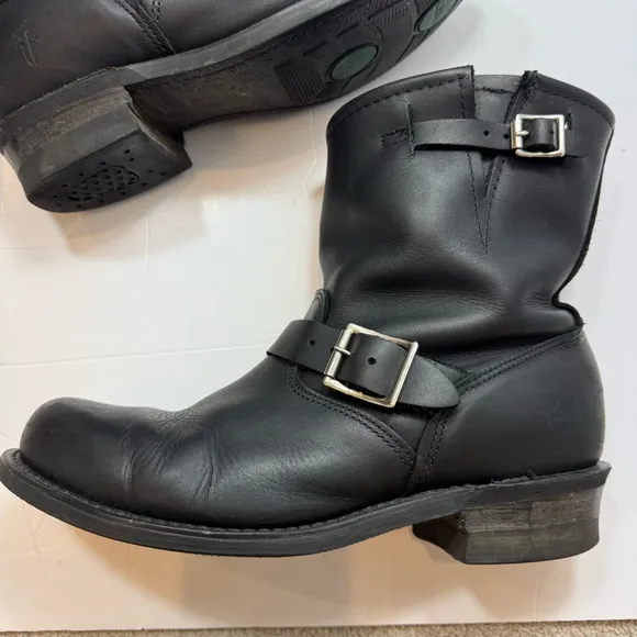Frye Engineer 12R Black Biker Boots Size 9.5 M Made in USA
