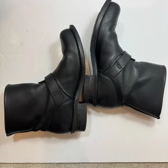 Frye Engineer 12R Black Biker Boots Size 9.5 M Made in USA