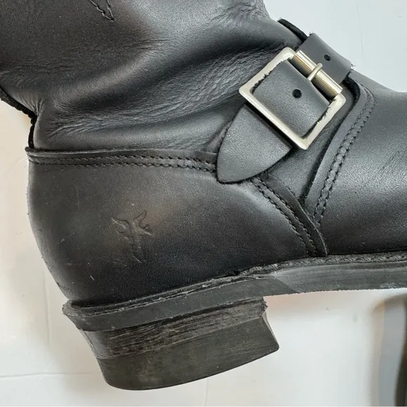 Frye Engineer 12R Black Biker Boots Size 9.5 M Made in USA